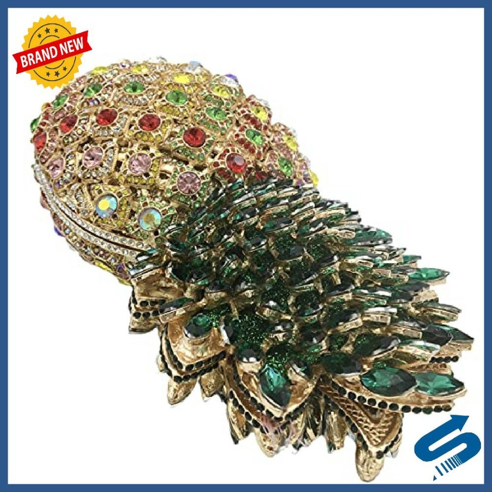 Rhinestone Crystal Clutch Evening Bag Mini Size Metal Frame - Picture 6 of 8